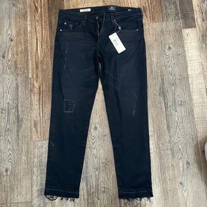 AG cigarette crop jeans. Never before worn with tag. Distressed look.